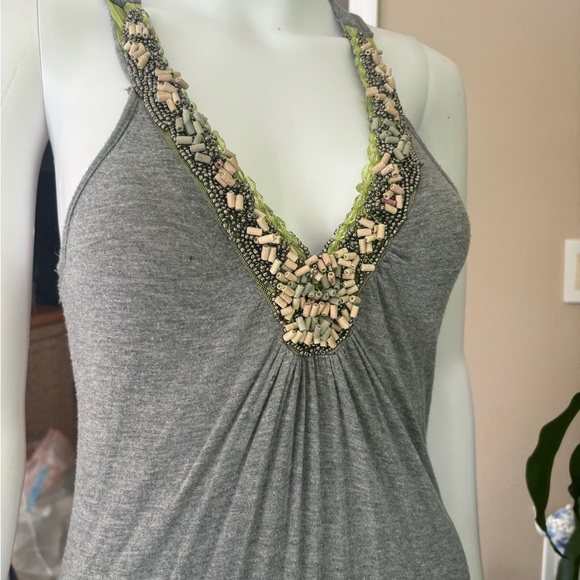 Romeo & Juliet Couture Gray Maxi Dress with Embellished V-Neck - Picture 7 of 9